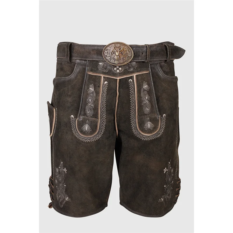 
German Men Bavarian Lederhosen Men Trachten Oktoberfest Man Leather Shorts 