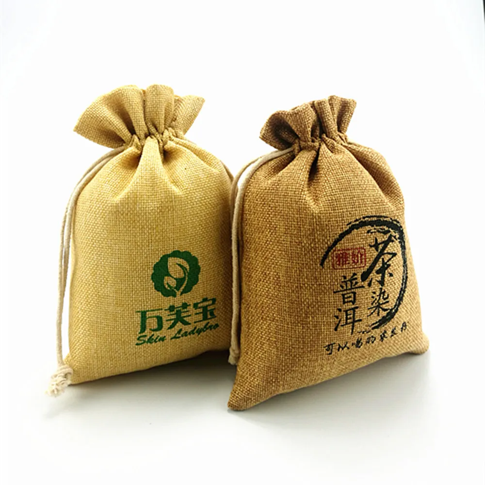 2020 high quality nature jute darwsring bag candy drawstring bag small christmas gift bag