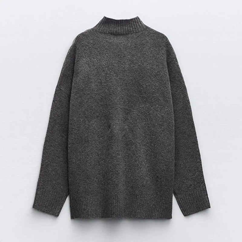 Manufacturer wool knit sweater long sleeve cashmere sweater tops merino wool blend pullover sweater for women