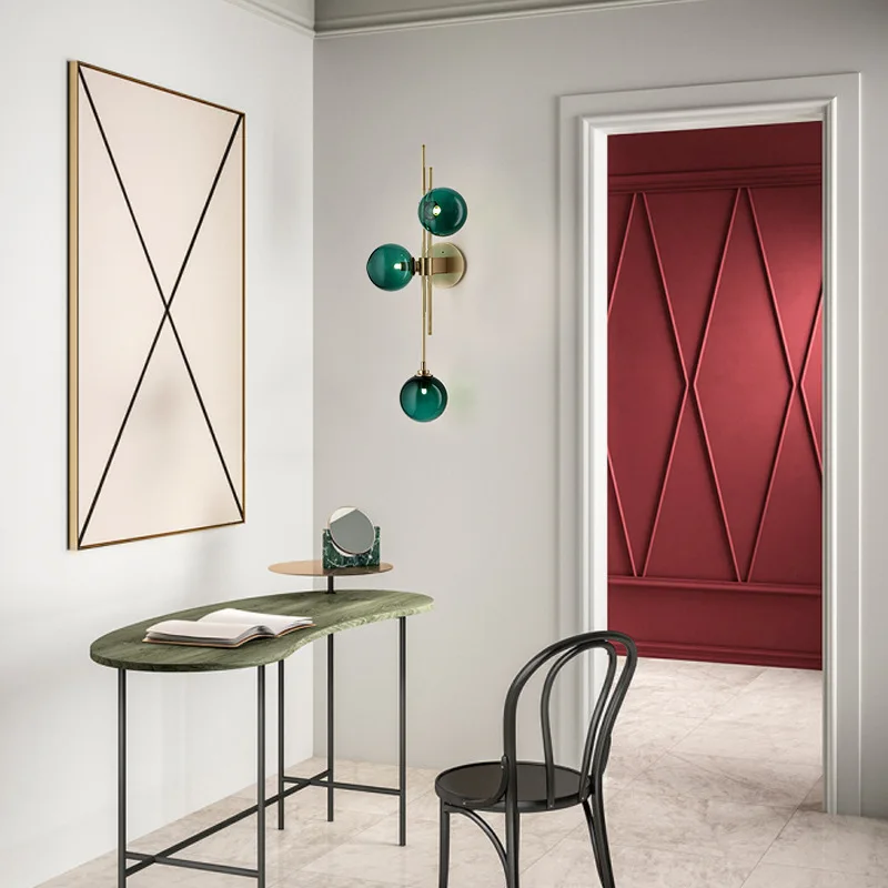 Hot sale products home hotel decore colored glass wall bedside lamp