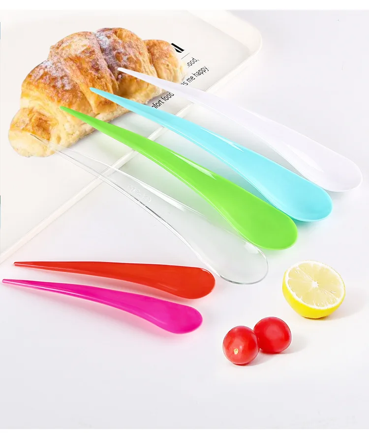 Colorful Ice Cream Spoon Food -Grade Disposable Plastic Fruit Yogurt Spoon Water-drop Scoop
