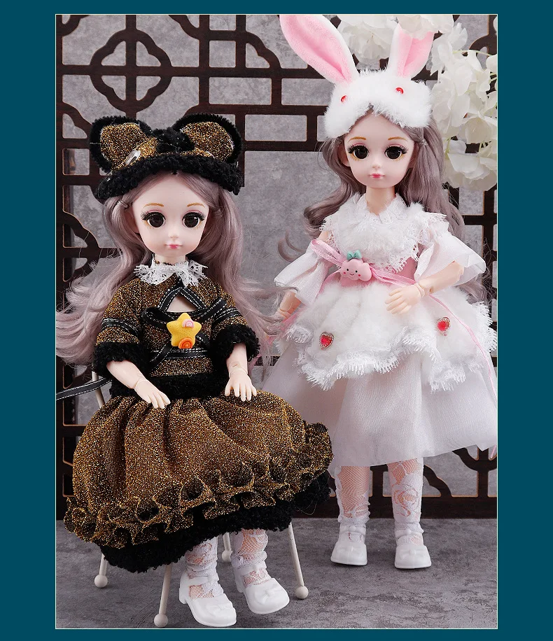 Cute 12 Inch 30cm Movable Joints BJD Doll Sweet Big Eyes Soft Hair Princess Model Girl Gift Toys
