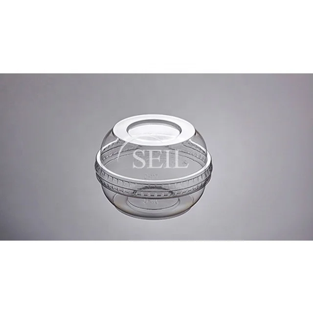 HR24 Disposable Crystal-clear Plastic Soy Sauce Cup with lid / Takeaway Soup, Salad, Fruit, Vegetable and Side dishes