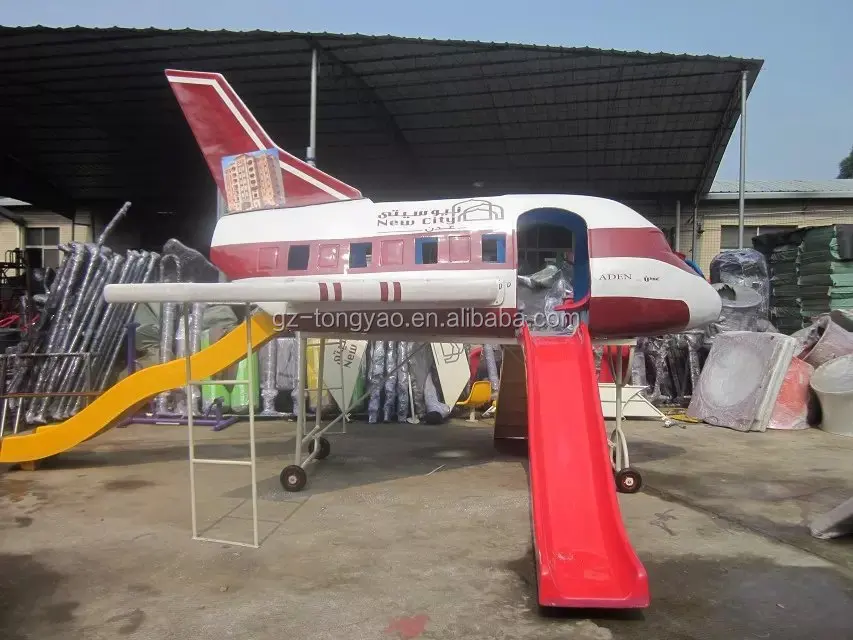 Custom airplane Aircraft Amusement rides children play set outdoor playground slide for kids