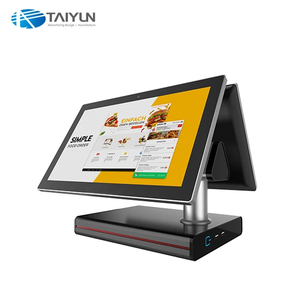 Touch Pos System Dual Screen set electronic android fiscal Cash Register Terminal Machine All In One