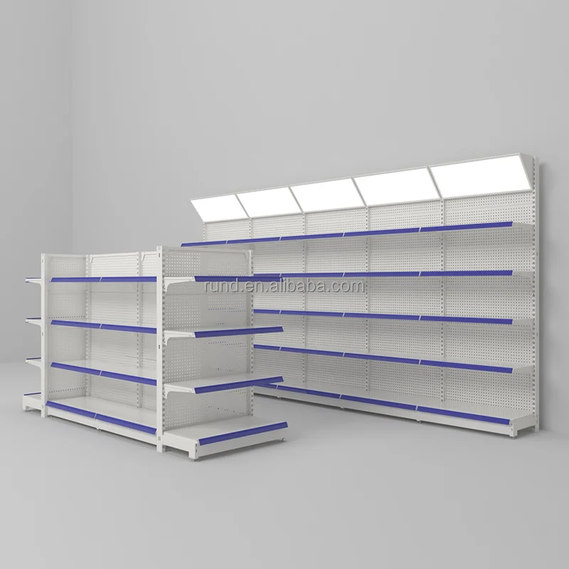 Modern Light/Heavy Duty Gondola Iron Supermarket Shelves  Grocery Shelves Convenience Store Steel Metal Rack Display Store