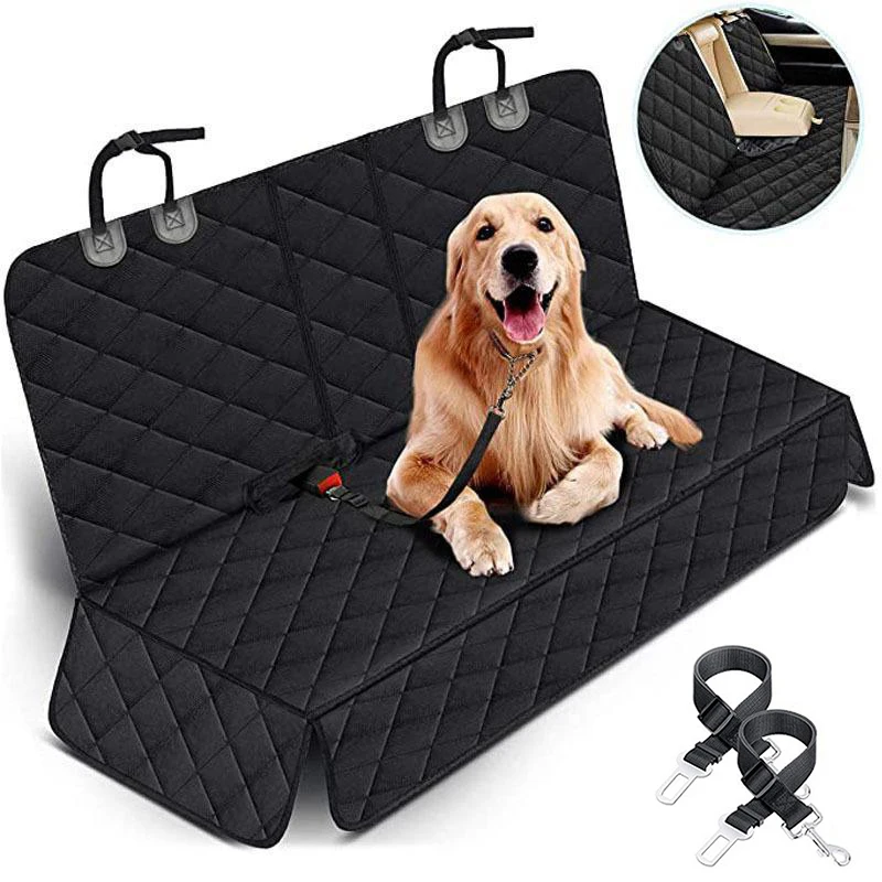 Luxury Dog Car Seat Cover 600D Heavy Durable Pets Hammock Back Seat Waterproof Scratch Proof Dog Hammock for Car with Side Flap