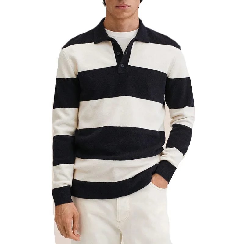 Custom Rugby Jersey Customized Logo Striped Design Long Sleeve Polyester Polo Tee Shirts For Mens