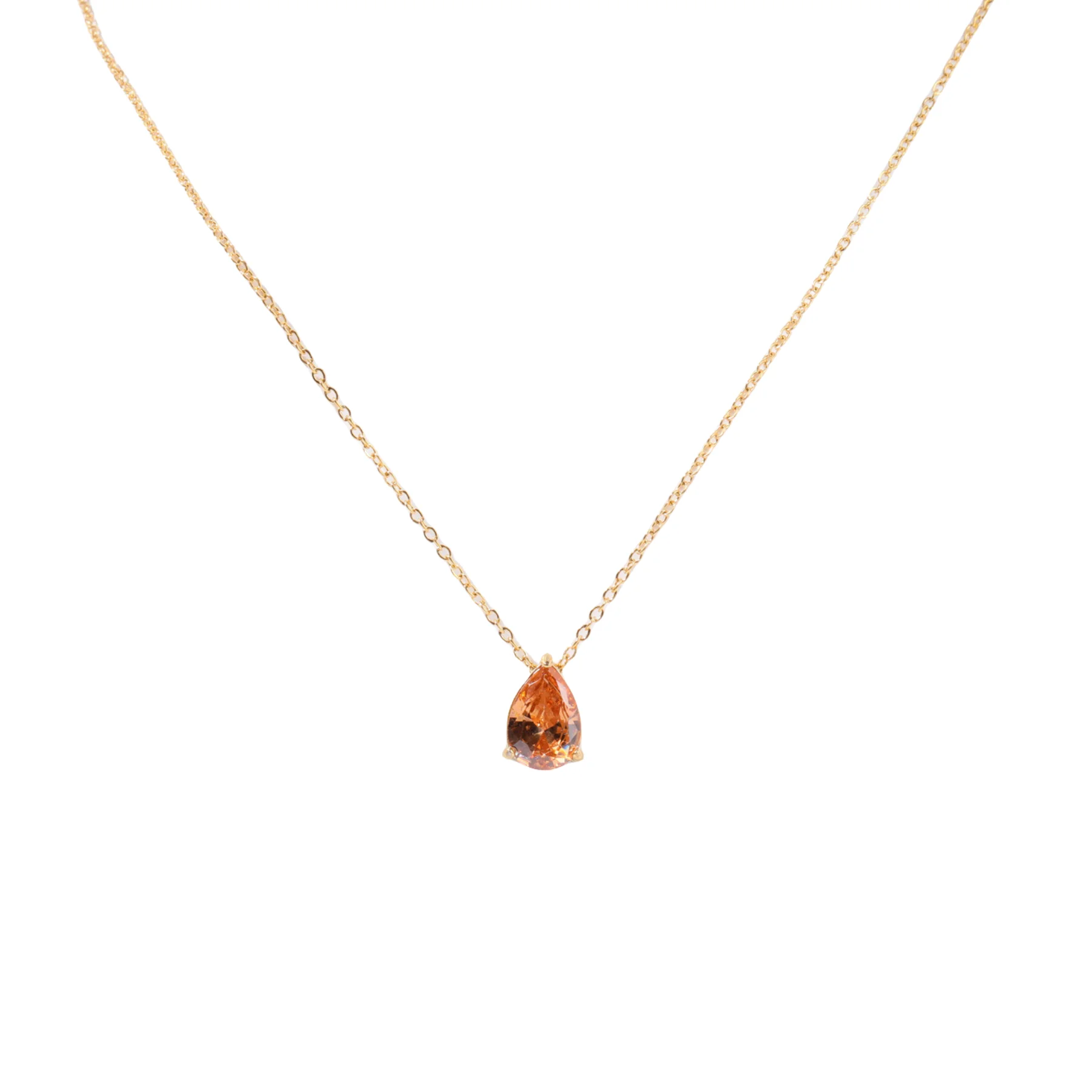 Fashion 12 Birth Stones Water drop Necklace Stainless Steel Zircon Gold Plated Twelve Crystal Rhinestone Colorful Pendants Chain