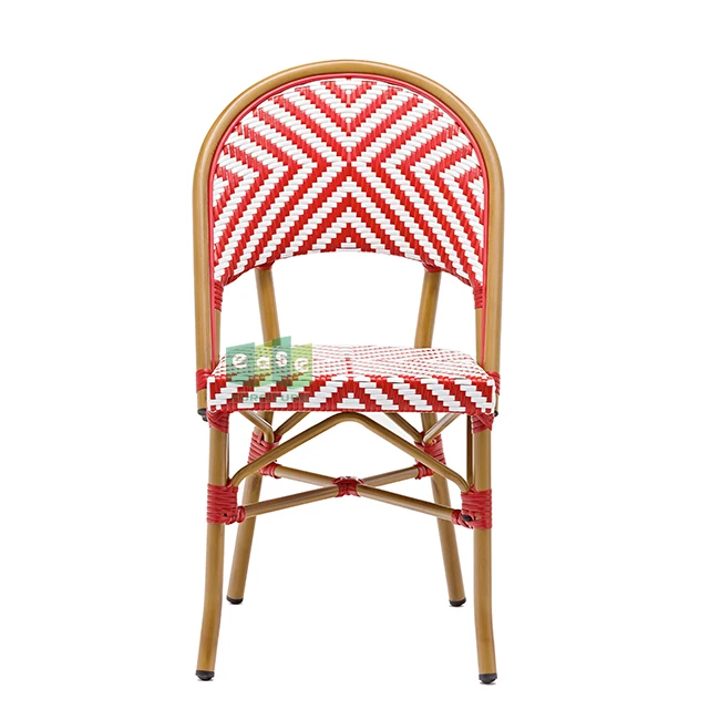 French stackable red wicker weaving bistro chair outdoor furniture (E1185)