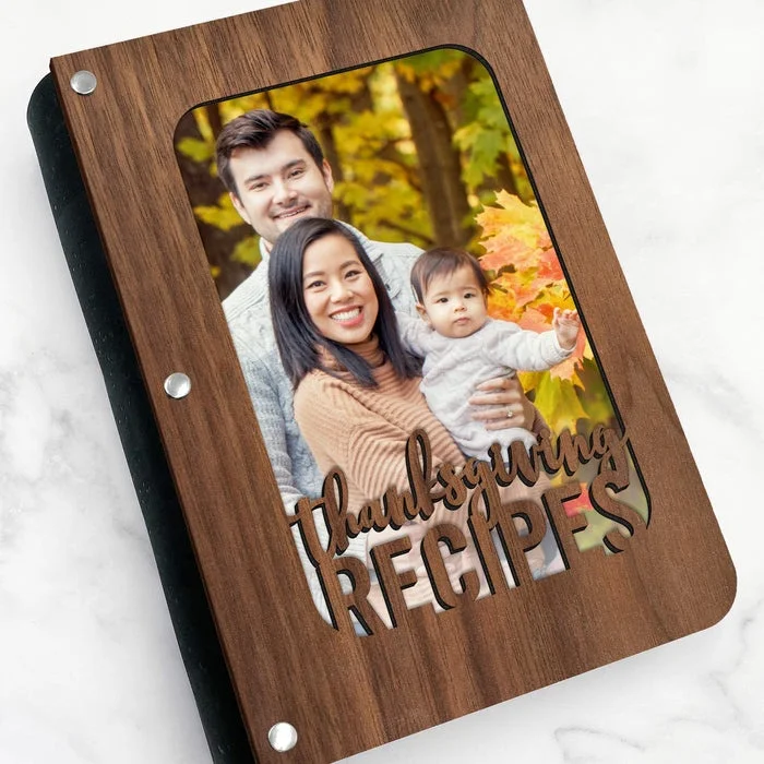 Custom Cover Wood Recipe Printing Note Book Blank Card Holder Binder Notebook To Write In Your Own For Cake Recipes
