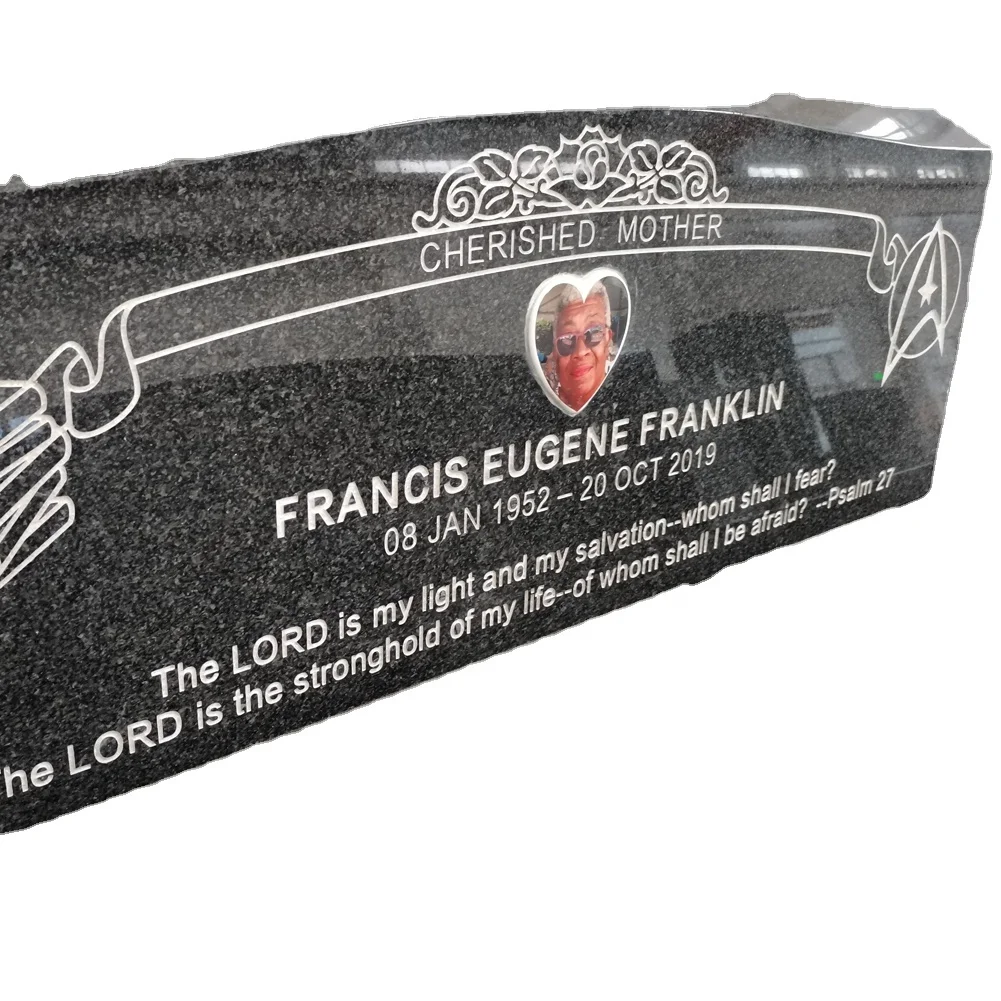 Samistone Serp верх черный гранитный Наклонный надгробный камень в американском стиле памятник с керамическим фото