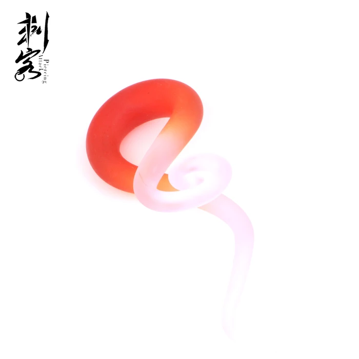 Red  Glass Spiral Twist Plugs Ear Expander