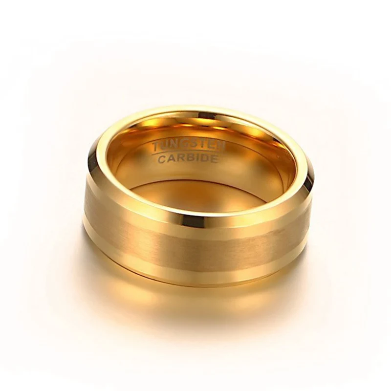 Plated Men Jewelry Personalized Ring Tungsten Carbide Rings Gift Gold Matt Metal Vintage Classic Style 8MM Engagement Ring 12pcs