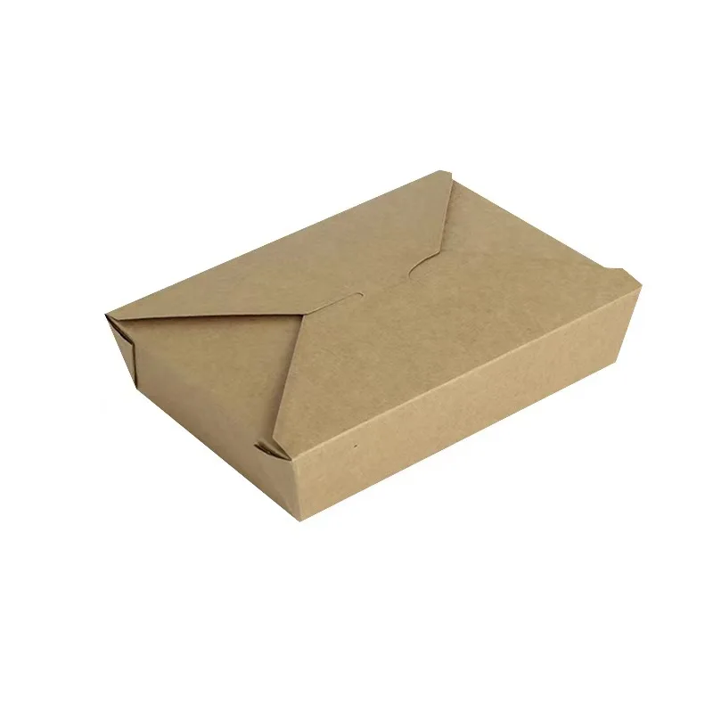 Wholesale Eco-Friendly Craft Paper Take-Away Lunch Box Kraft Meal Packaging with Embossing and Matt Lamination Folder Type