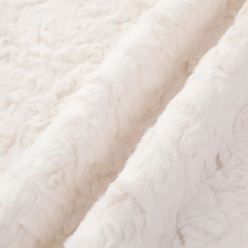 Manufacture Customized  Soft Embossed Cutting Rabbit Faux Fur PV Plush Fleece Fabric