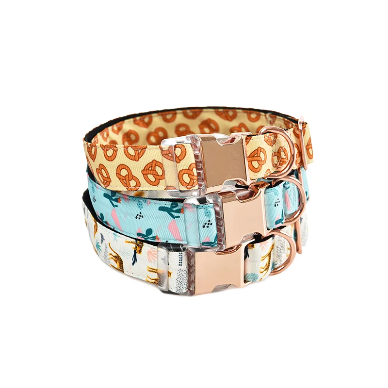 Luxury Floral Metal Buckle Pet Leading Chain Adjustable Dog Walking Collar