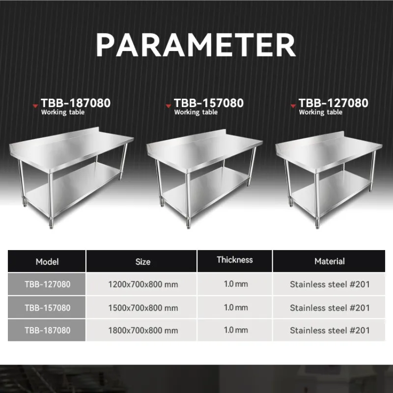 Commercial Kitchen Prepare Work Table Stainless Steel Double Deck Workbench