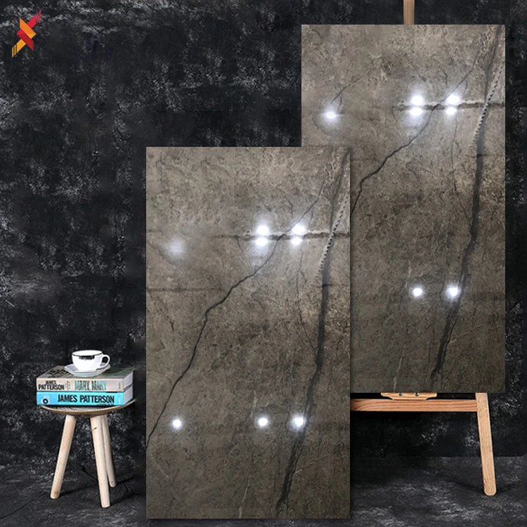 600x1200 дешевая Роскошная полностью полированная Глазурованная Напольная Плитка темно-коричневый мрамор фарфоровая плитка большого размера