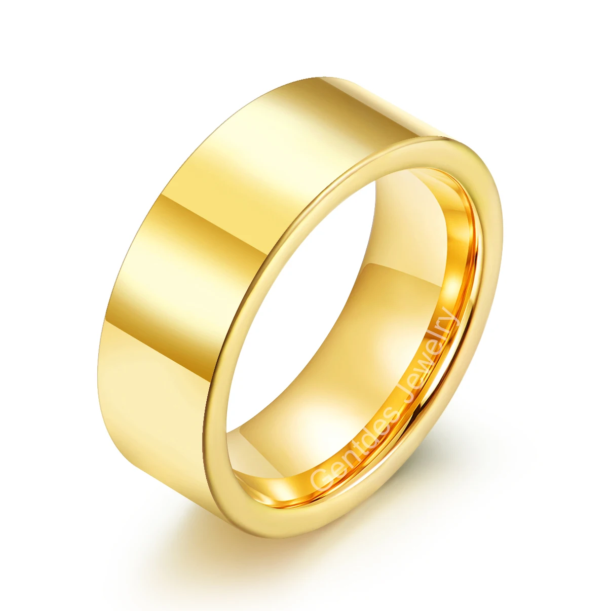 Gentdes Jewelry Fashion Minimalist Simple Design 6MM Gold Flat Tungsten Rings for Men Women Wedding