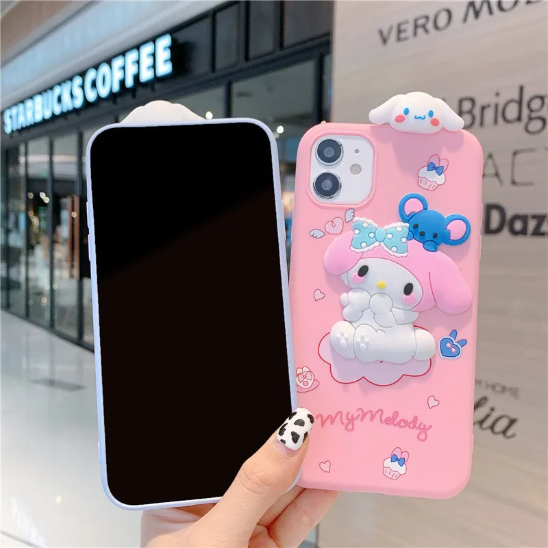 Cartoon Cute Melody Cinnamoroll Phone Case For iPhone 7/8 XR 11 12 13 14 15 16 Pro Max Shockproof Cover Mobile Phone Accessories