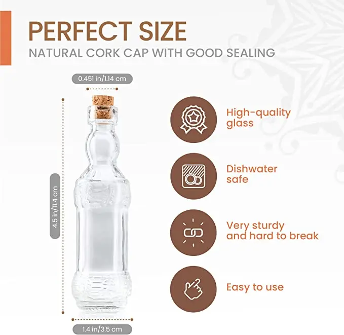 2023 Factory Customized Small mini clear vintage glass bottle with Wooden stopper