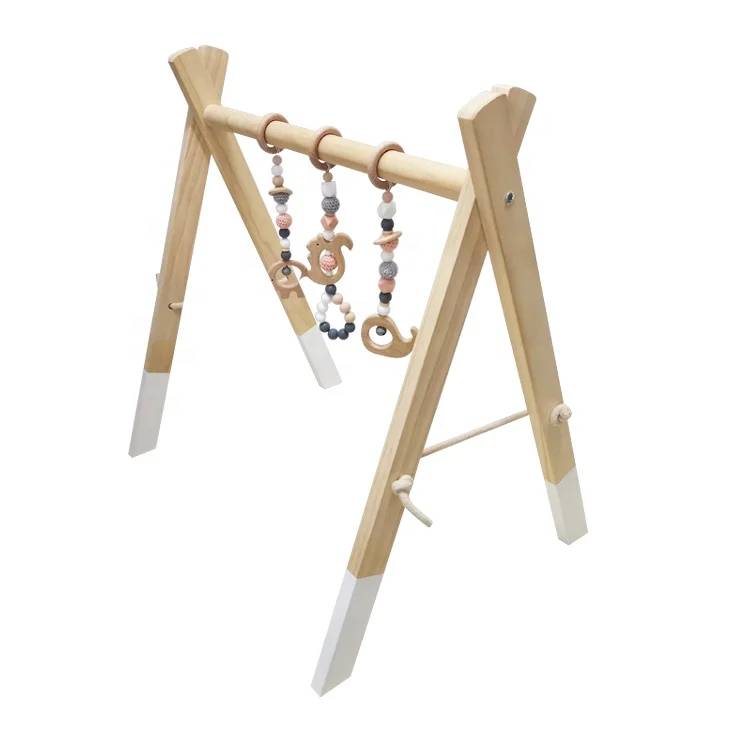 Heybabee Natural Unfinished Wooden Scandinavian Fitness Gym Baby Indoor Activity Center Arch Play Gym