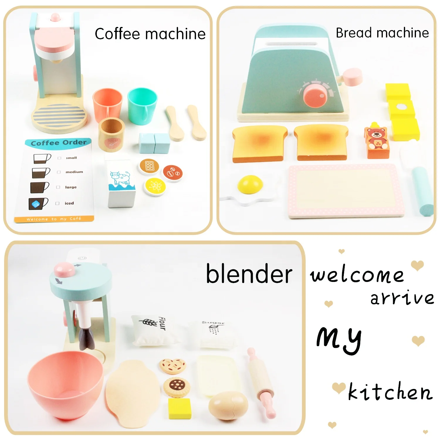 Wooden Bread Maker Toaster Machine Toys for Children 2020 New Design Pretend Play Blue Color Box Zhejiang Unisex 3 Ages+ 10 Kg