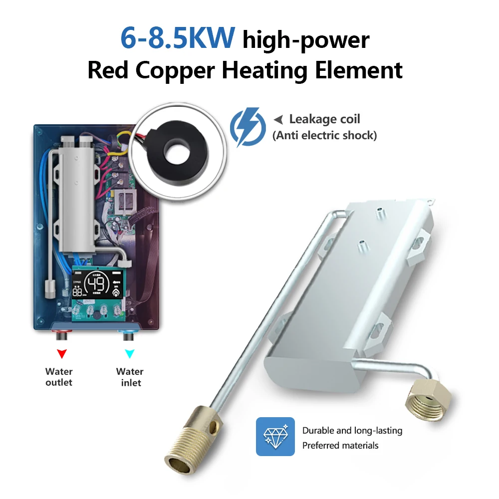 Electric boiler hot water tankless Smart instant water heater for hotel shower instantaneous geysers for household bath