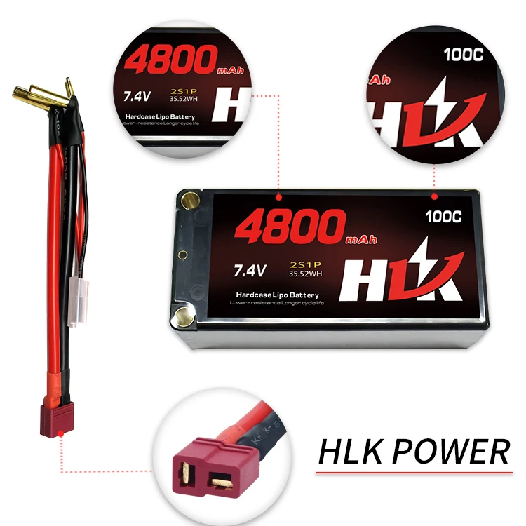 Hot Selling High Discharge Rate 7.4V 4800Mah 100C Shorty 2S Lipo Battery For Rc Car Model Robot