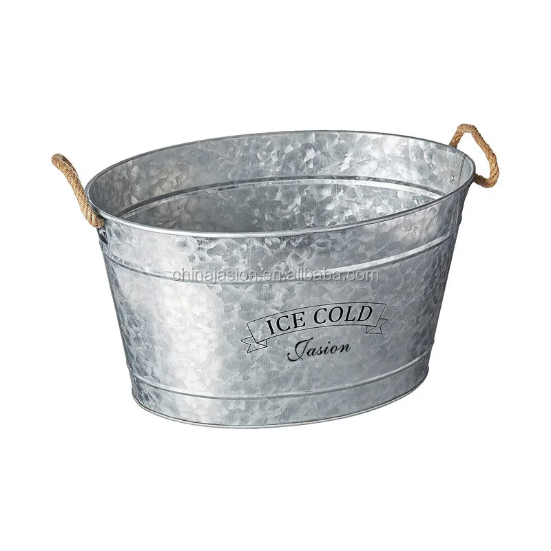 Factory Supplier Sell Galvanized Iron Metal Ice Bucket Champagne Beverage Tubs Custom Ice Bucket With Bottle Opener For Bar