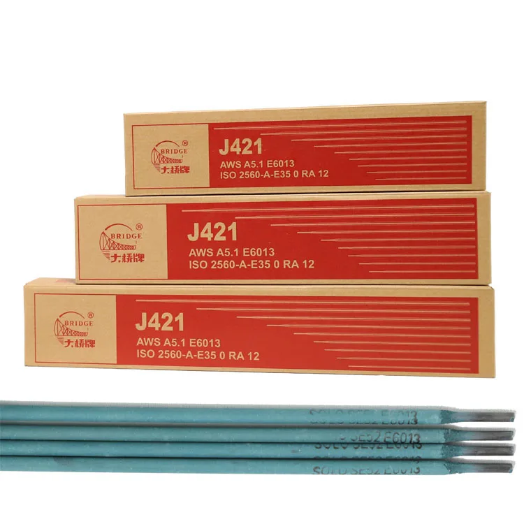
Tianjin Bridge brand best quality Rutile titanium type little smoke E4313 MT12 carbon steel j421 e6013 electrode welding rod 
