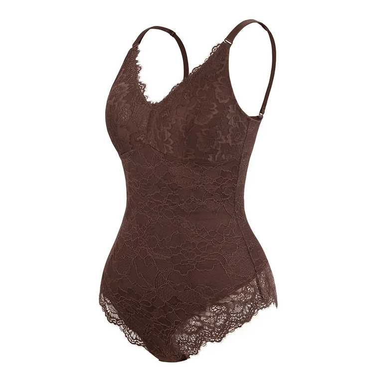 HEXIN Good Quality Lace Lingerie Bodysuits Seamless V Neck Shapewear Bodysuit Full Body Shaper