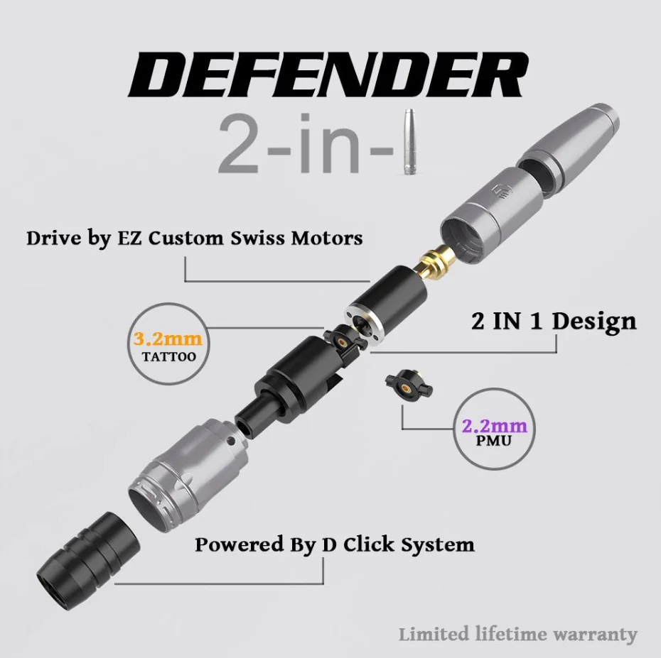 EZ Swiss Motor DEFENDER 2-IN-1 Профессиональная тату-ручка для бровей, микроблейдинг, машинка для перманентного макияжа