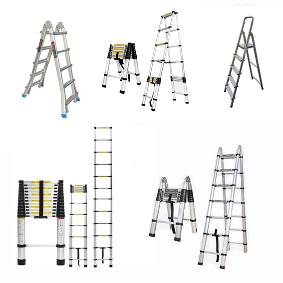 High quality A-type herringbone stable and adjustable aluminum alloy  foldable telescopic ladders