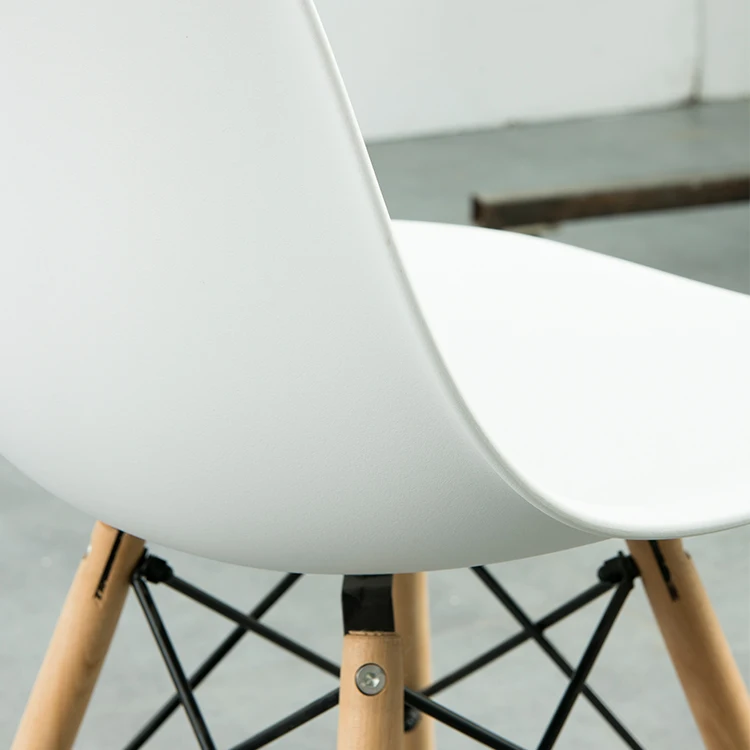 
Wholesale Price Modern Design White Plastic Chair Wood Leg Dining Chairs 