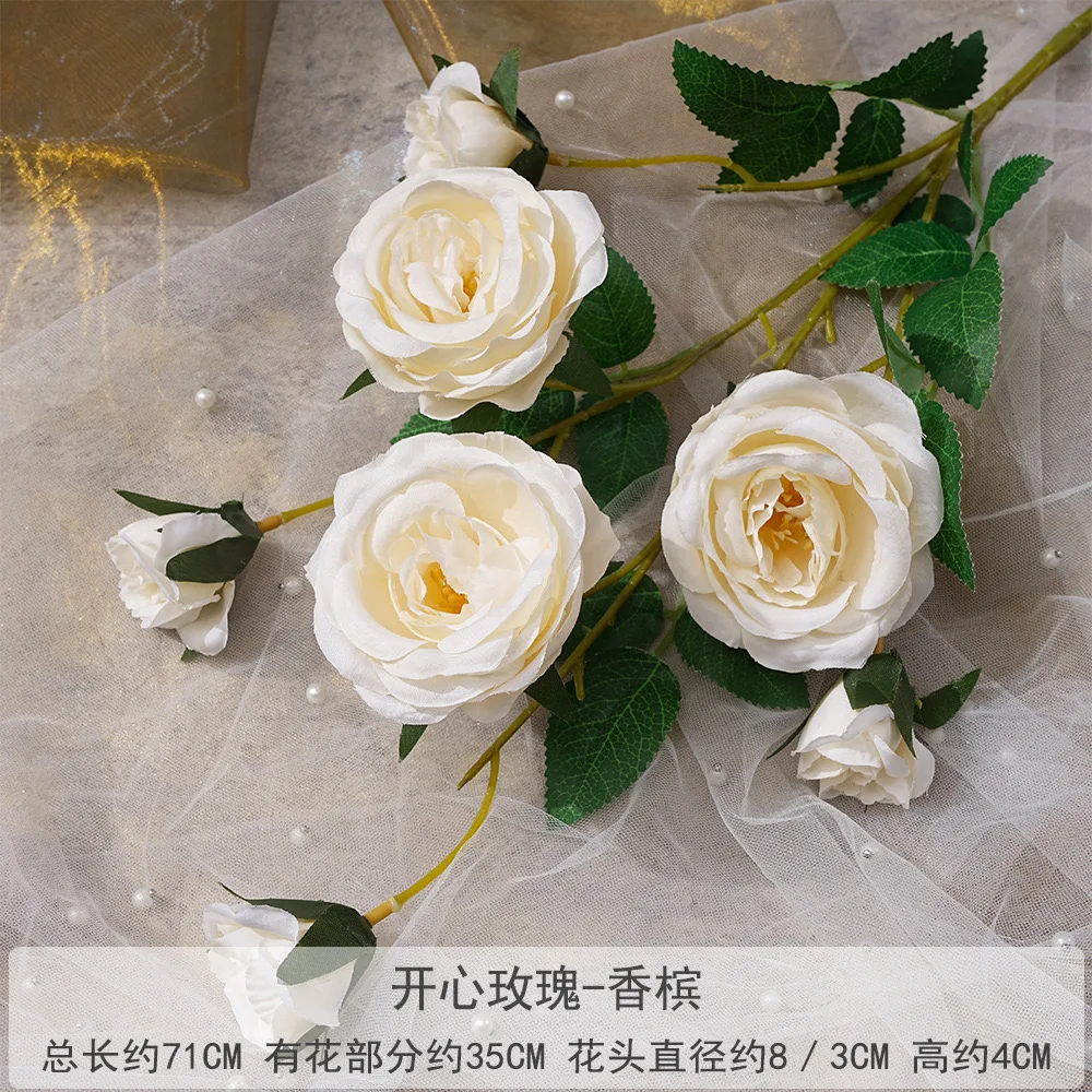 Decoration Artificial Rose Bud Silk Flower Bouquet Large White Roses Artificial Flower Silk Rose Wedding Bouquet