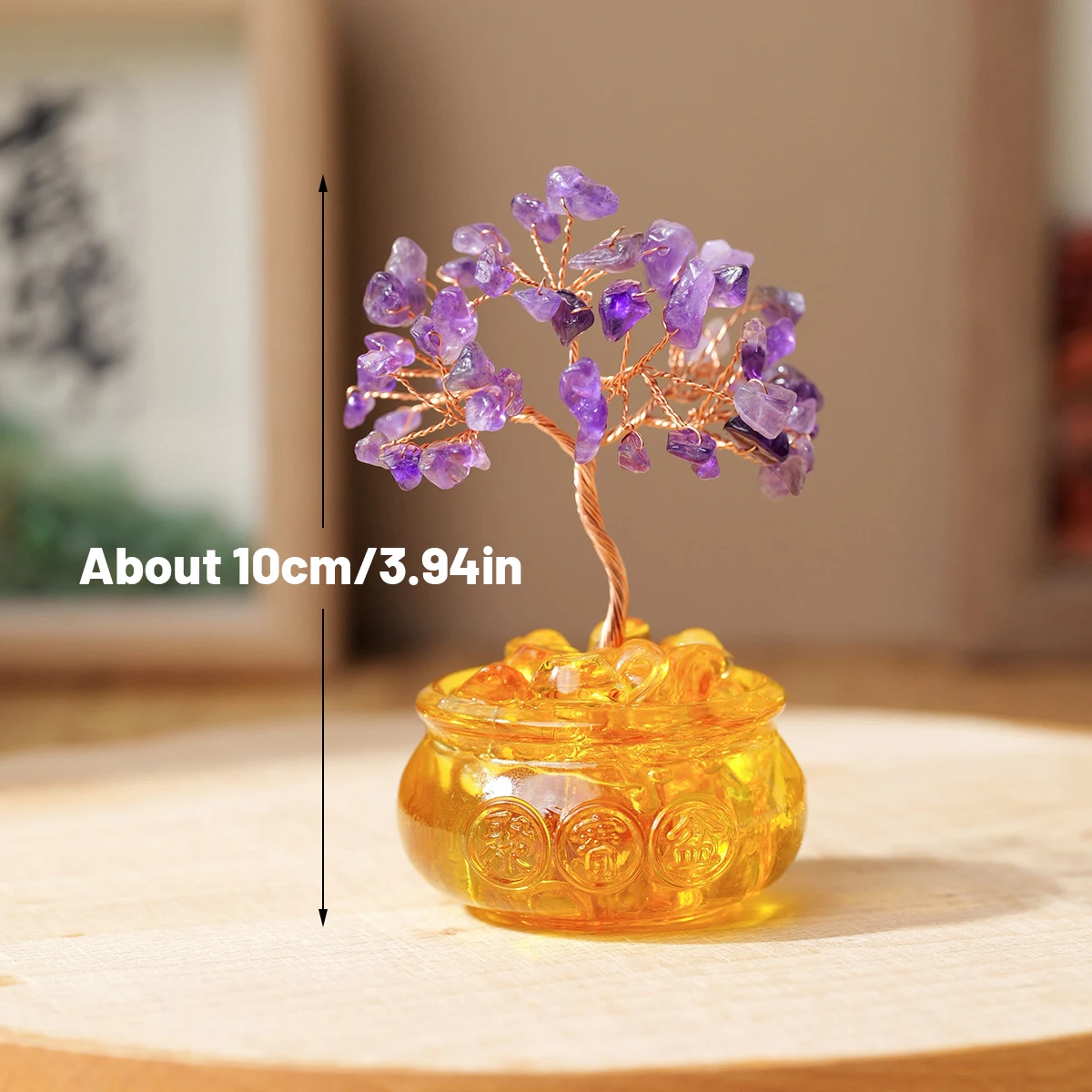 Wholesale Natural Healing Handmade Crystal Chips Stone Trees Decorative Treasure Bows Base Crystal Tree