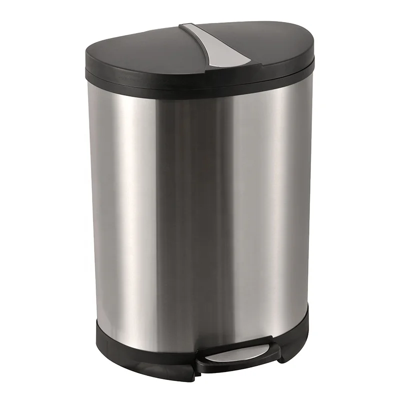 Home household office Metal garbage can 50l trash can foot pedal waste bin stainless steel trash can
