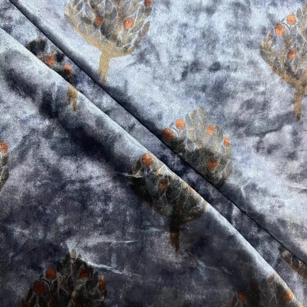 Fashion Custom Digital Print Fabric Velour Fabric 100%polyester Diamond Gloss Garment Decorations Velvet Fabric