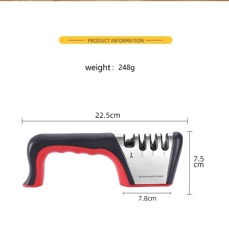 Household professional stainless steel fixed angle sharpening tool 3 stage kitchen knife sharpener