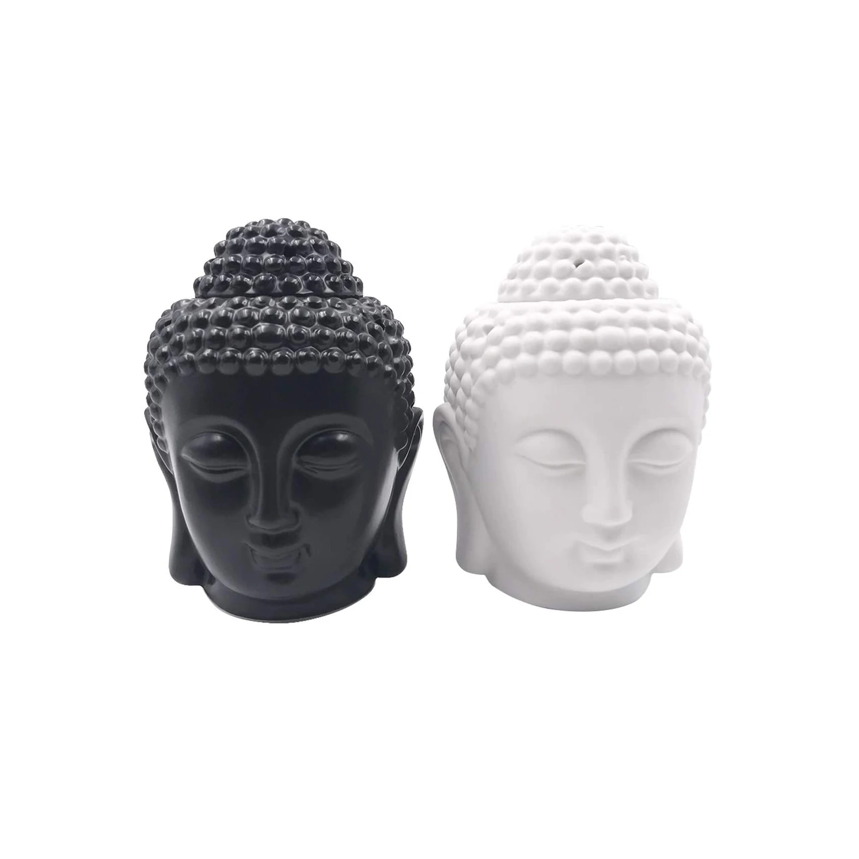 Aromatherapy Oil Essential white black theravada buddha head ceramic candle holder
