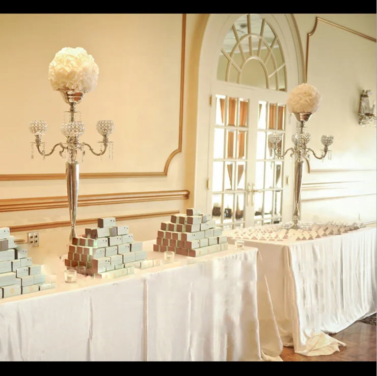 Tall Sliver Crystal Candelabra For Wedding Centerpiece Holder Decor Lager Floor Candelabra