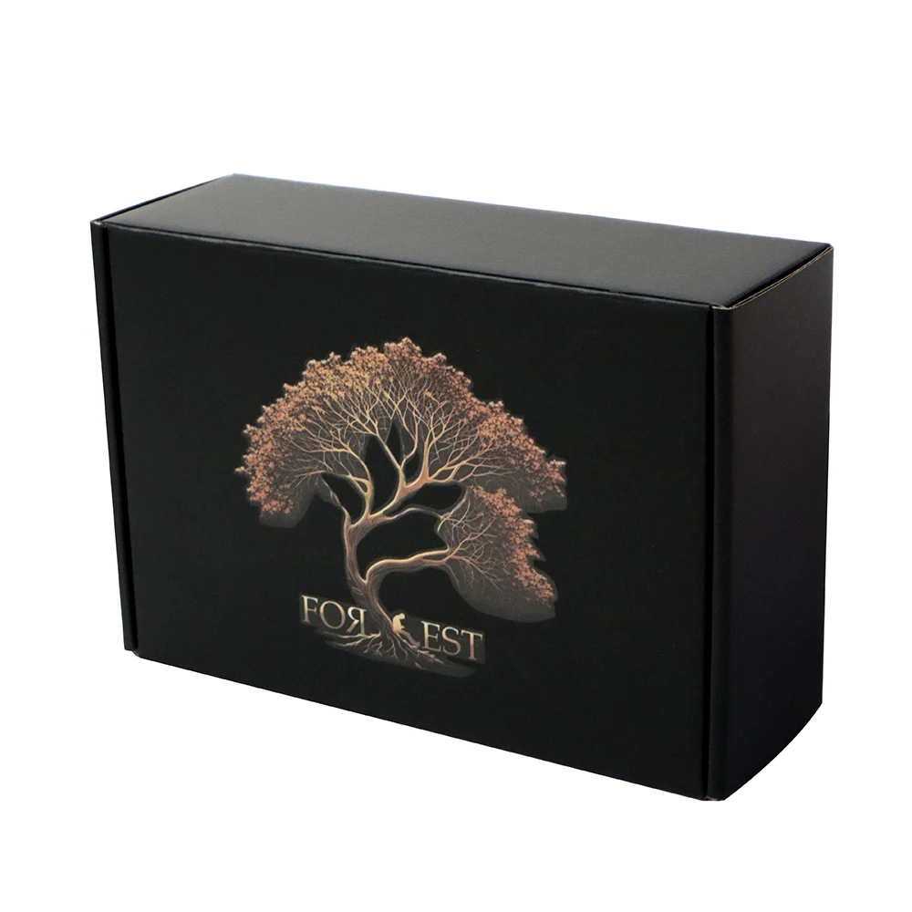 Double Side Color Printing Corrugated Cardboard E-commerce Black Foldable Mailing Box