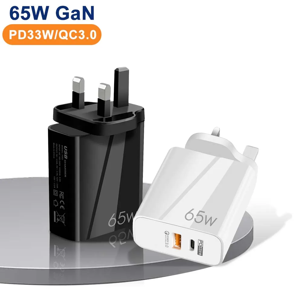 Wholesale Price 65W Quick Gan Charge Type-C PD USB Charger Adapter QC3.0 Fast Power Charger