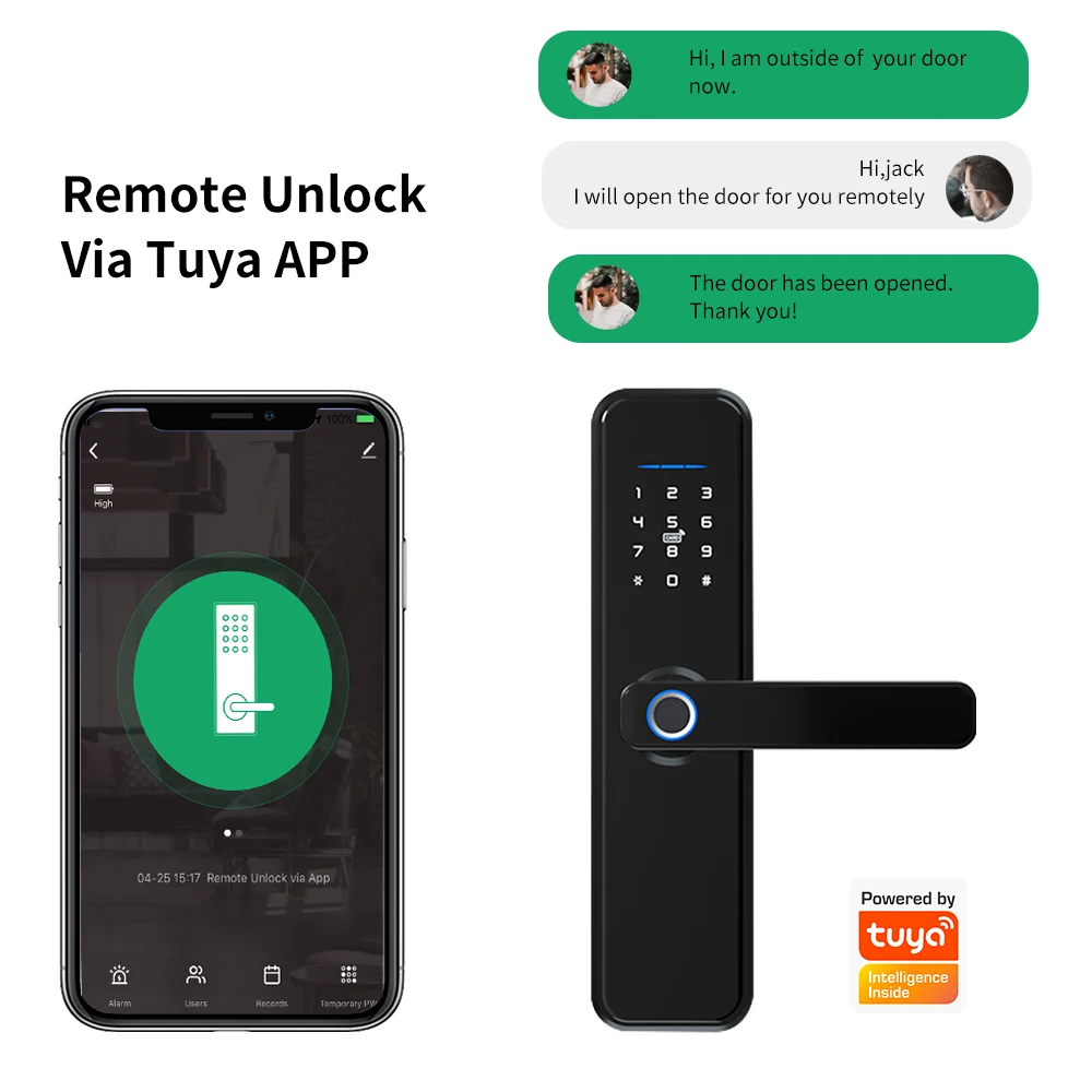 Amazon hot sell biometric intelligent wifi electronic password fingerprint tuya smart door lock