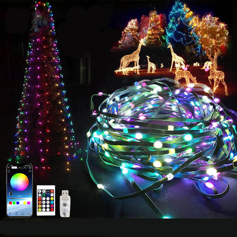 23/33/103m Outdoor Garden Decoration Waterproof Led Solar Copper Wire Christmas Tree Lights Holiday Lighting Star String Lights