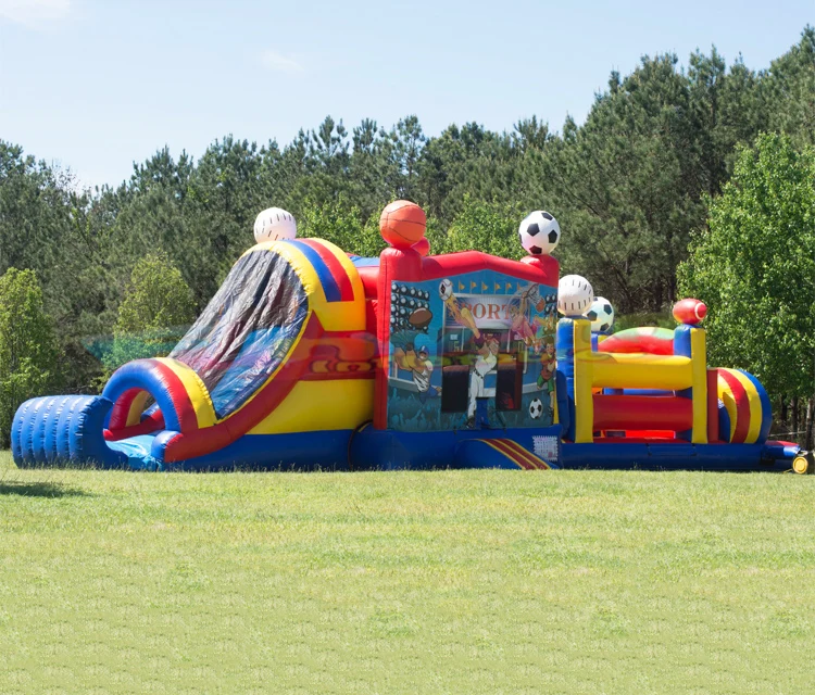 Commercial grade parcours du combattant gonflable sports games inflatable football obstacle course wholesale