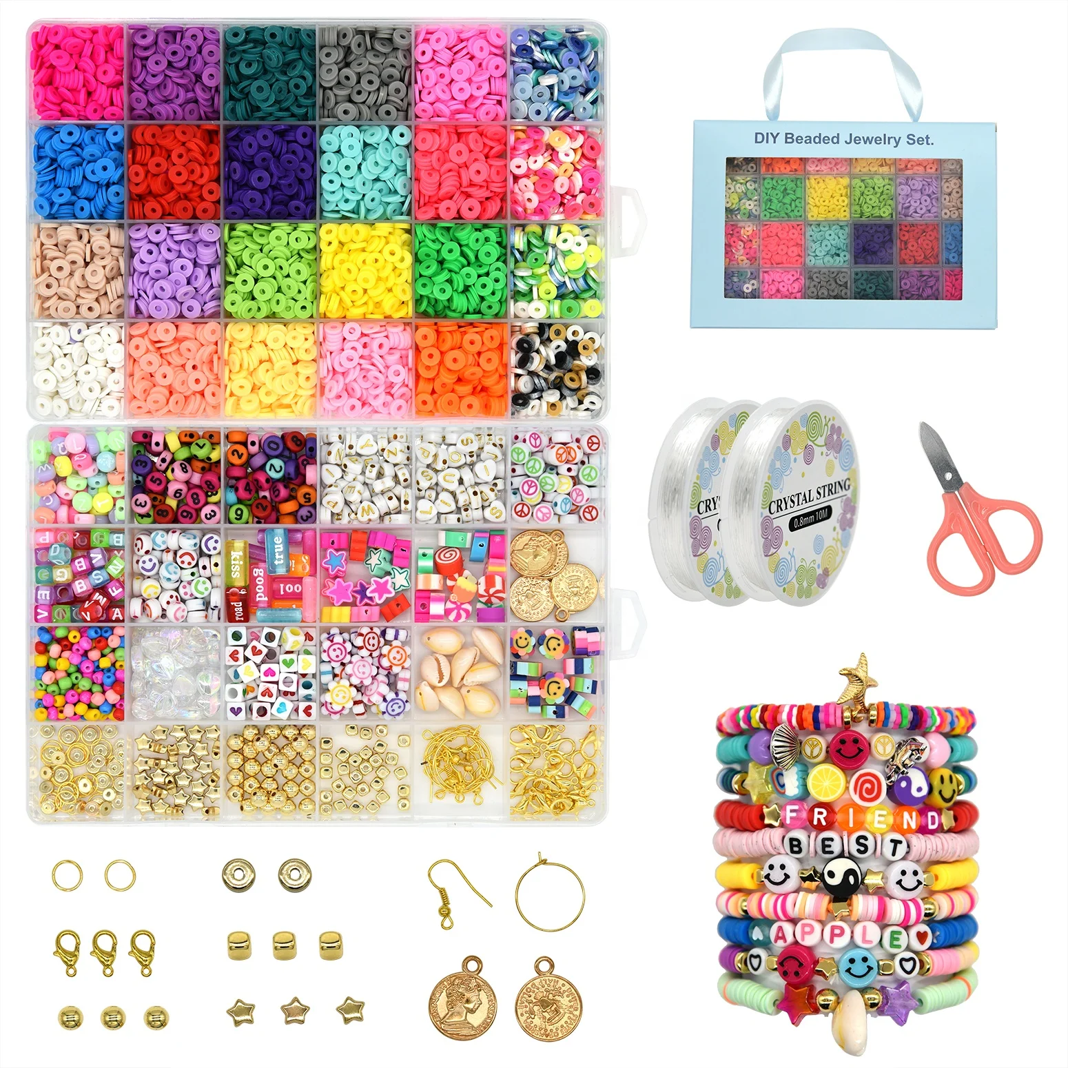 Hot Selling 6000 PCS 6mm Polymer Clay Heishi Resin Beads UV Metallic Colors Plating Charms DIY Beads For Bracelets Making Kit