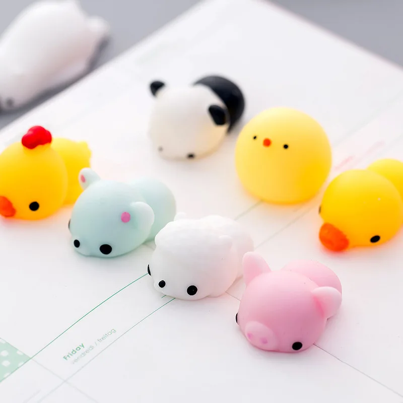 Stress Relief Mini Cute Kawaii Soft Silicone Squishy Animals Hand Fidget Toys Squeeze Stretchy For Kids